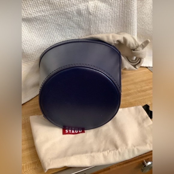 STAUD BRITT LEATHER AND CANVAS BUCKET WOMEN BAG IN NAVY MULTI NWT - Picture 5 of 12